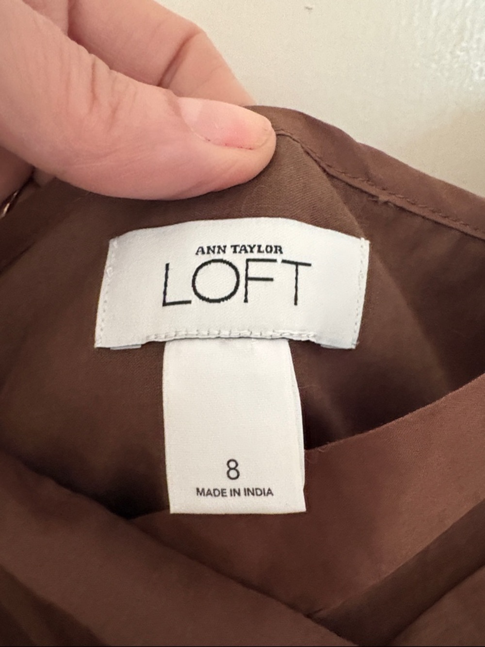 LOFT Brown Midi Sundress with Embroidered Hem - Picture 4 of 5